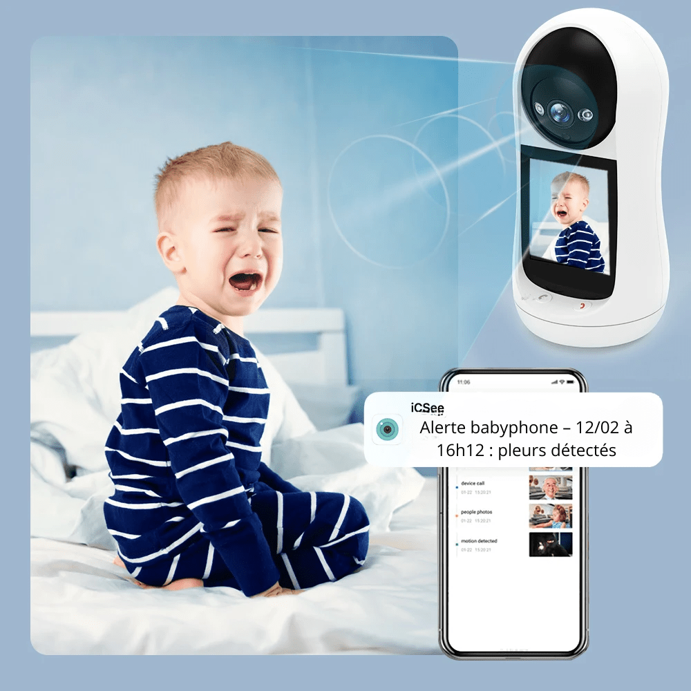 Babyphone Caméra 3MP WiFi Écran IPS & Détection Pleurs - NovanNex