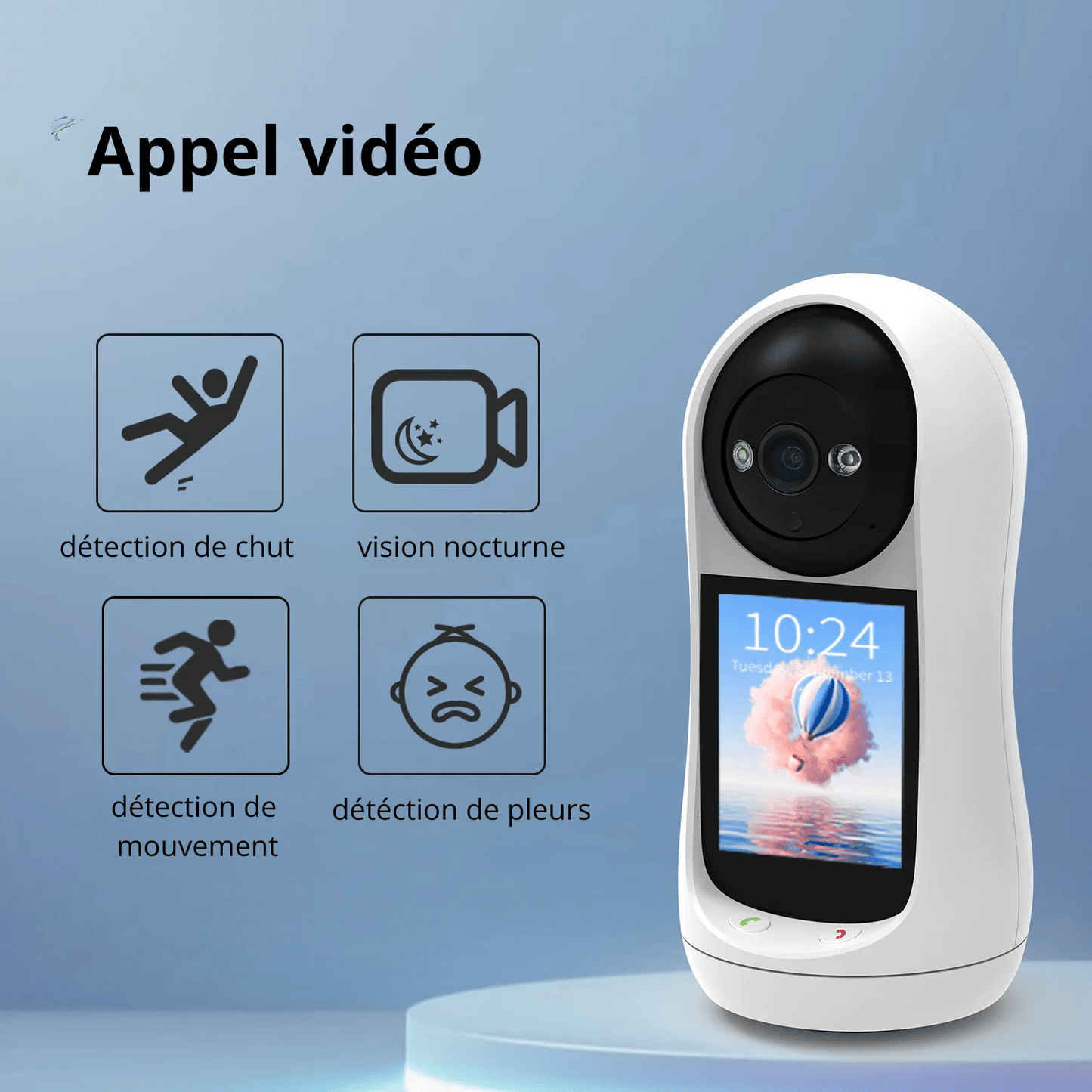 Babyphone Caméra 3MP WiFi Écran IPS & Détection Pleurs - NovanNex