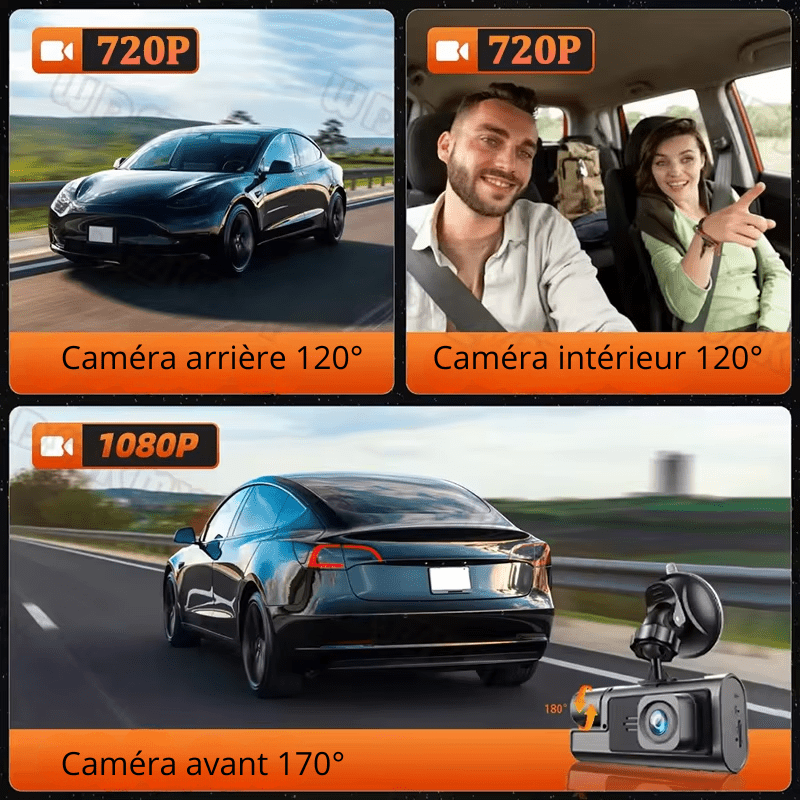 Caméra embarquée 3 canaux pour voitures 1080P - NovanNex