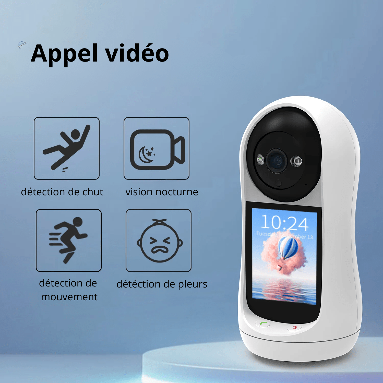 Babyphone Caméra 3MP WiFi Écran IPS & Détection Pleurs - NovanNex