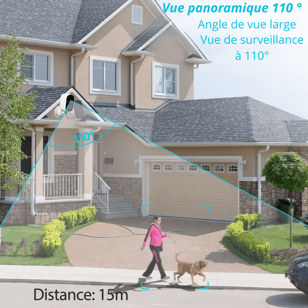 Caméra Extérieure Solaire 1080P WiFi & Détection PIR - NovanNex