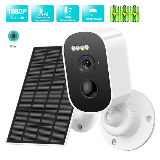Caméra Extérieure Solaire 1080P WiFi & Détection PIR - NovanNex