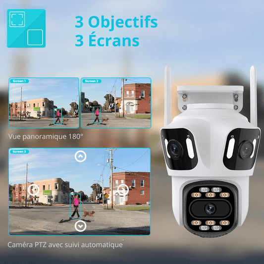 Caméra WiFi 6K Triple objectif & vision nocturne couleur - NovanNex