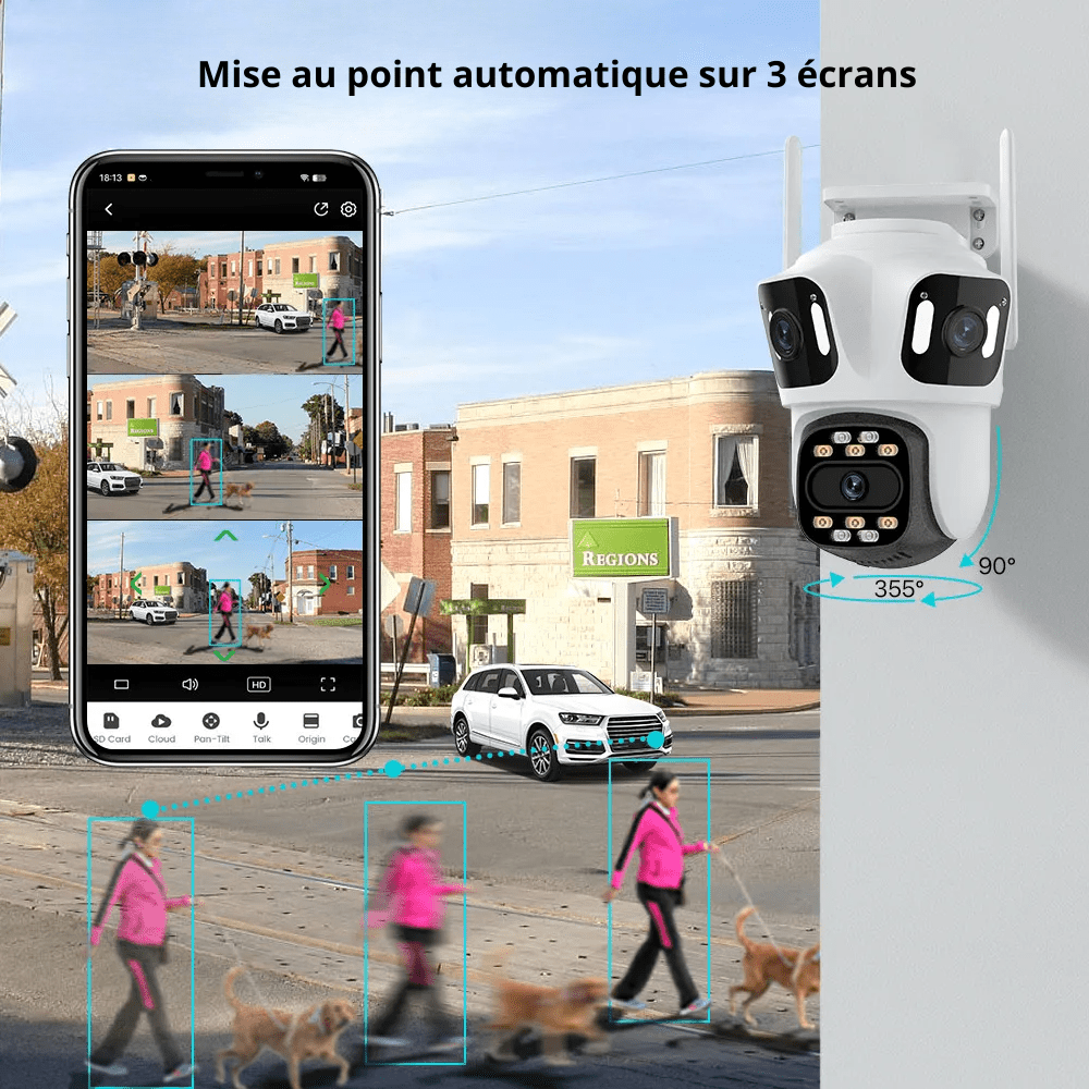 Caméra WiFi 6K Triple objectif & vision nocturne couleur - NovanNex