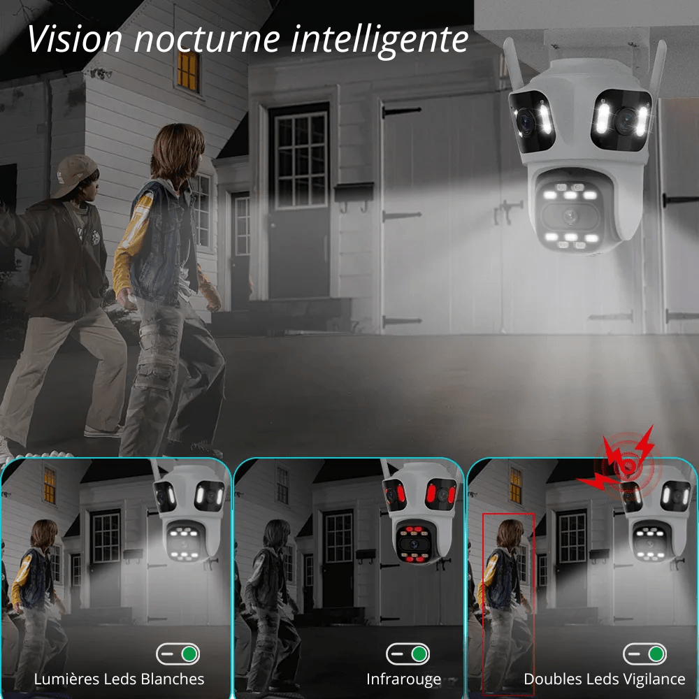 Caméra WiFi 6K Triple objectif & vision nocturne couleur - NovanNex